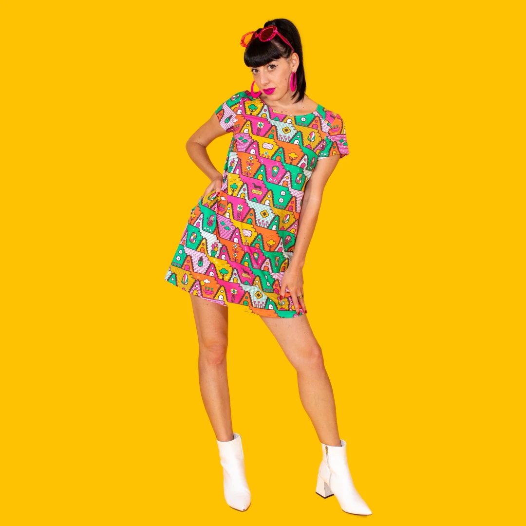 8-Bit A-Frames Tunic in Bright Day by Blue Platypus Clothing