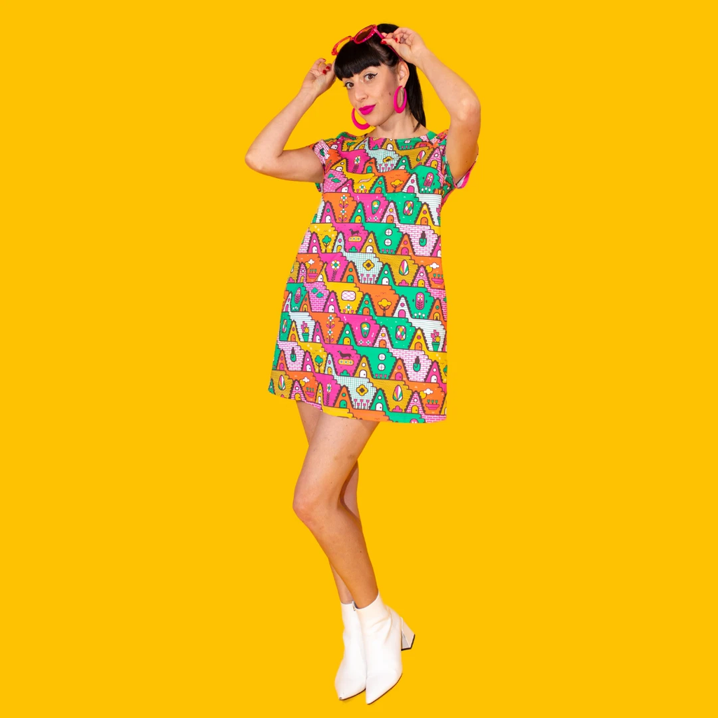 8-Bit A-Frames Tunic in Bright Day by Blue Platypus Clothing