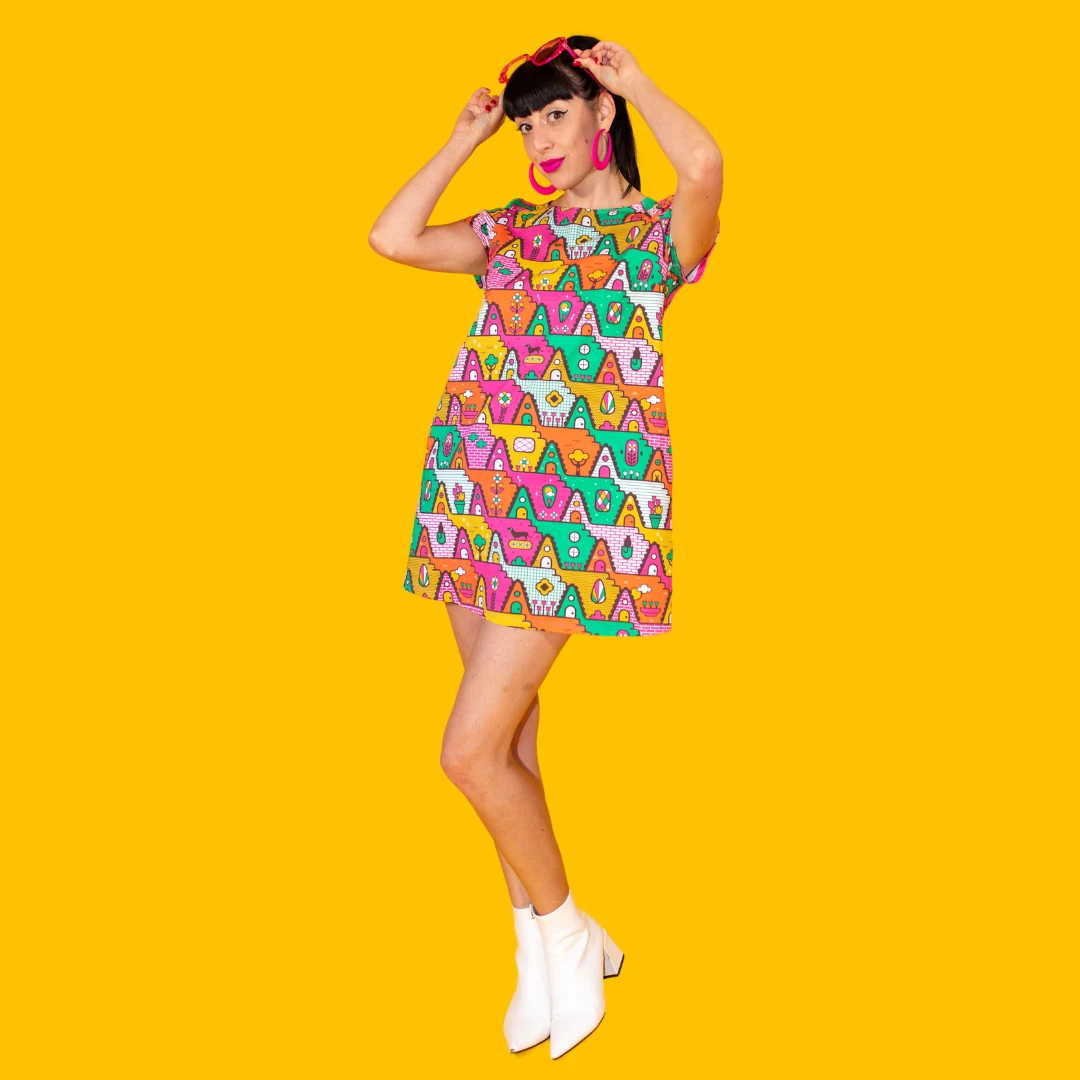 8-Bit A-Frames Tunic in Bright Day by Blue Platypus Clothing