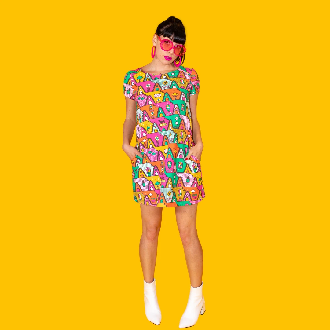 8-Bit A-Frames Tunic in Bright Day by Blue Platypus Clothing