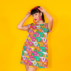 8-Bit A-Frames Tunic in Bright Day by Blue Platypus Clothing