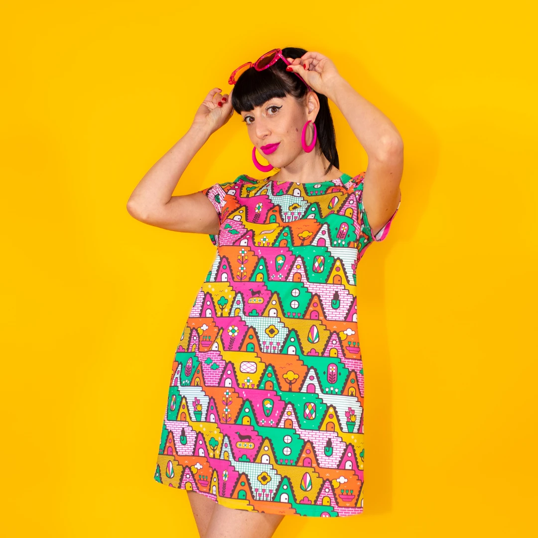 8-Bit A-Frames Tunic in Bright Day by Blue Platypus Clothing