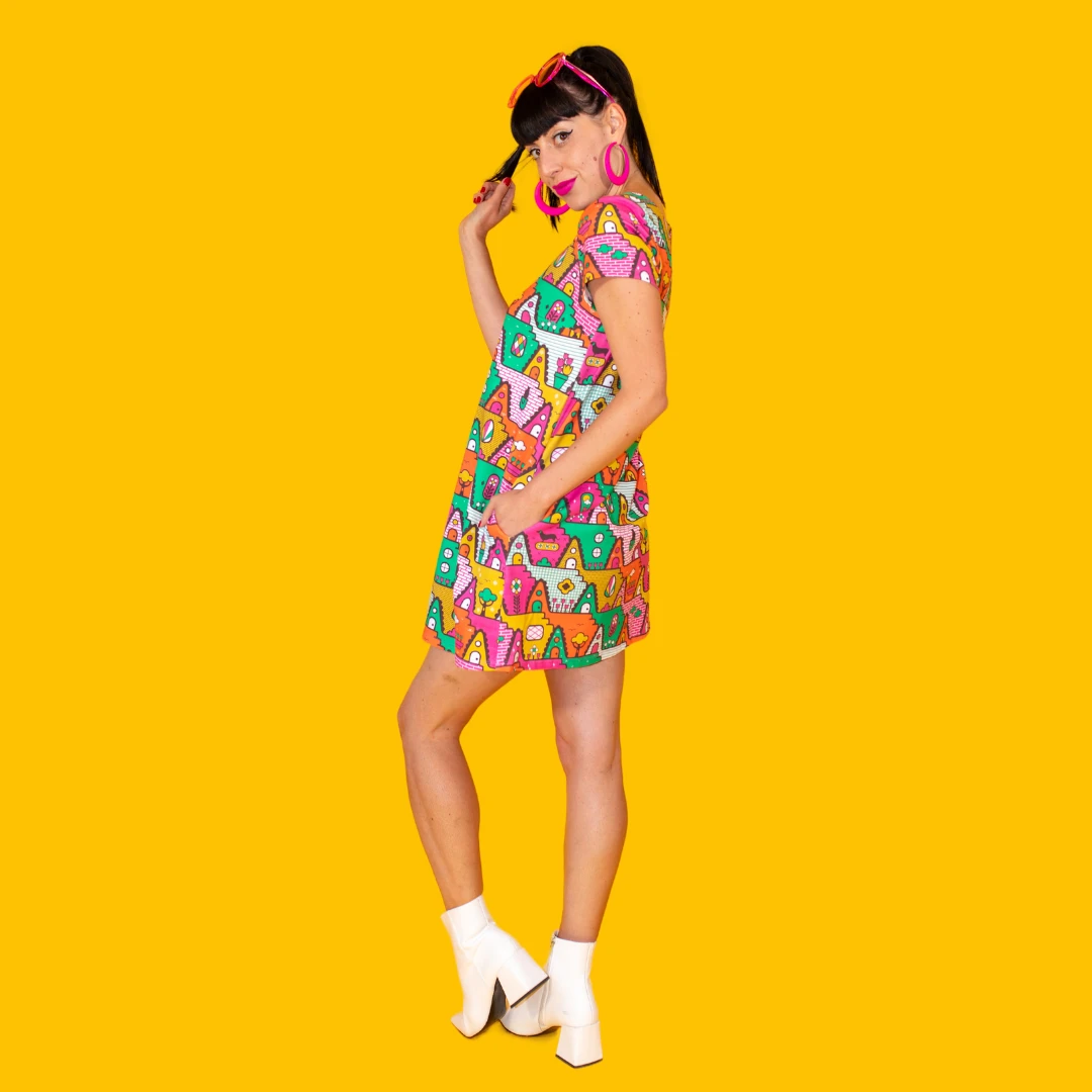 8-Bit A-Frames Tunic in Bright Day by Blue Platypus Clothing