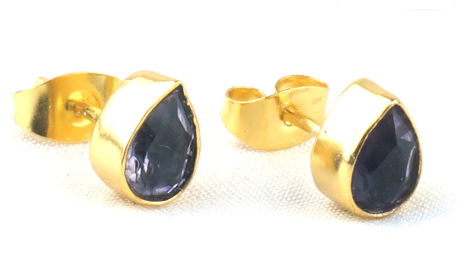 Faceted Teardrop Studs