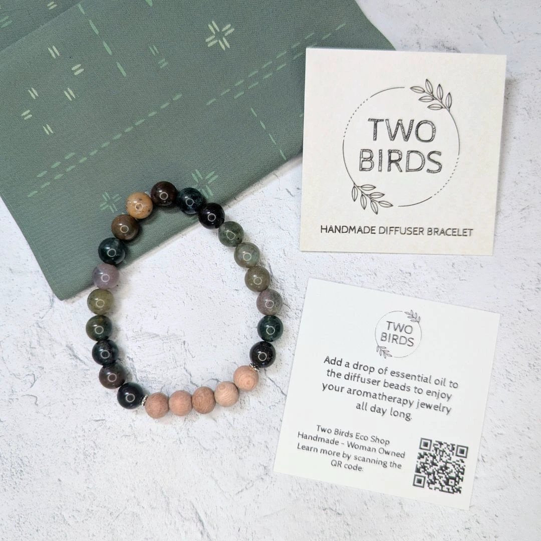 Gemstone Diffuser Bracelet - Fancy Jasper + Rosewood by Two Birds Eco Shop