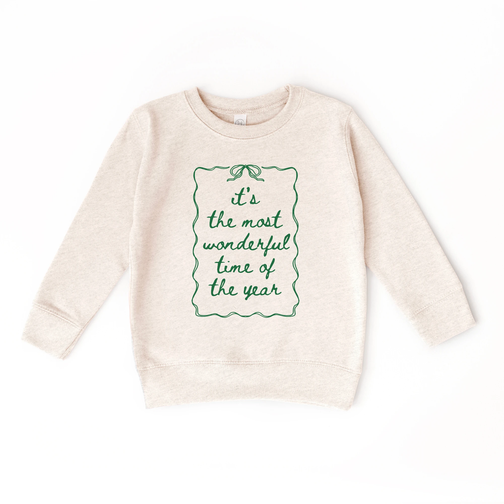 It's the most wonderful time of the Year toddler and youth Sweatshirt, Christmas collection by Benny and Ray Apparel