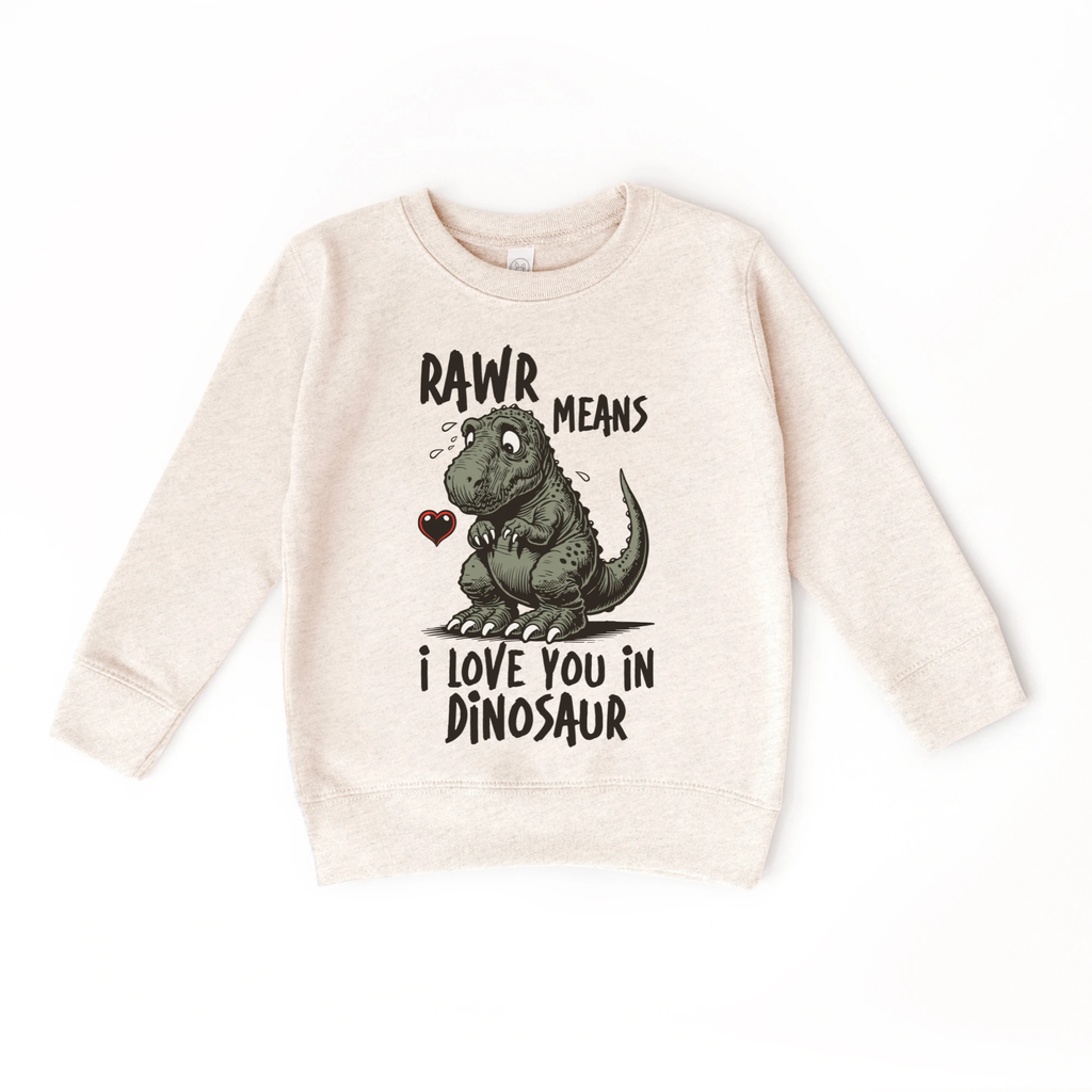 Rawr means I love you in Dinosaur toddler and youth Sweater, Valentine's Day collection by Benny and Ray Apparel
