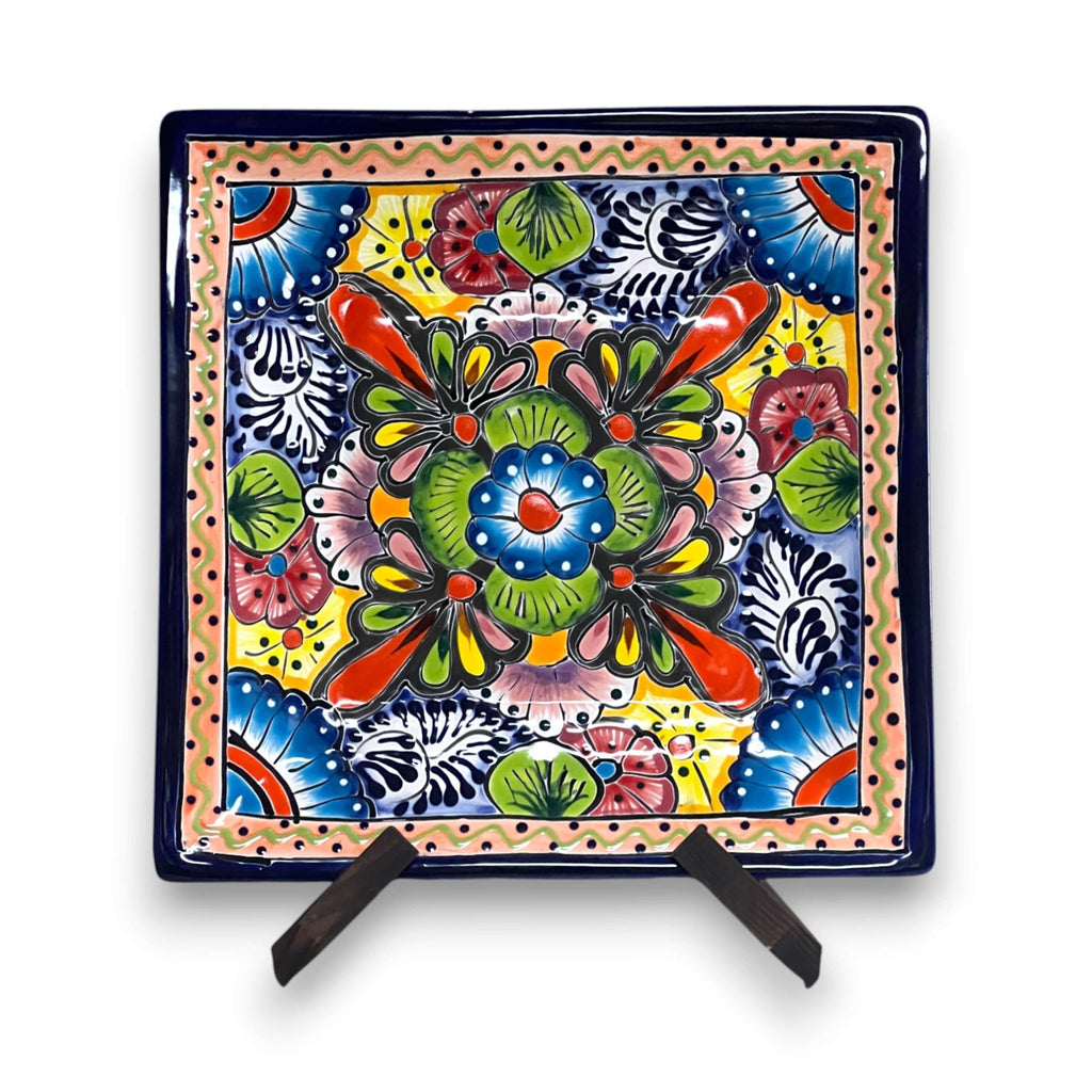 11" Square Talavera Dinner Plate | Vibrant Mexican Dinnerware Talavera Plate La Vie Bien 11" Square Talavera Dinner Plate | Vibrant Mexican Dinnerware