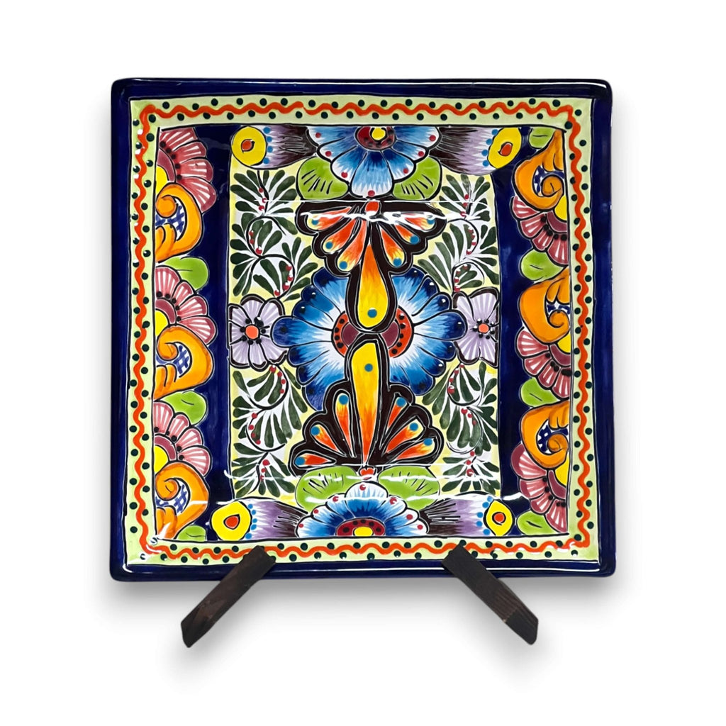 11" Square Talavera Dinner Plate | Vibrant Mexican Dinnerware Talavera Plate La Vie Bien 11" Square Talavera Dinner Plate | Vibrant Mexican Dinnerware