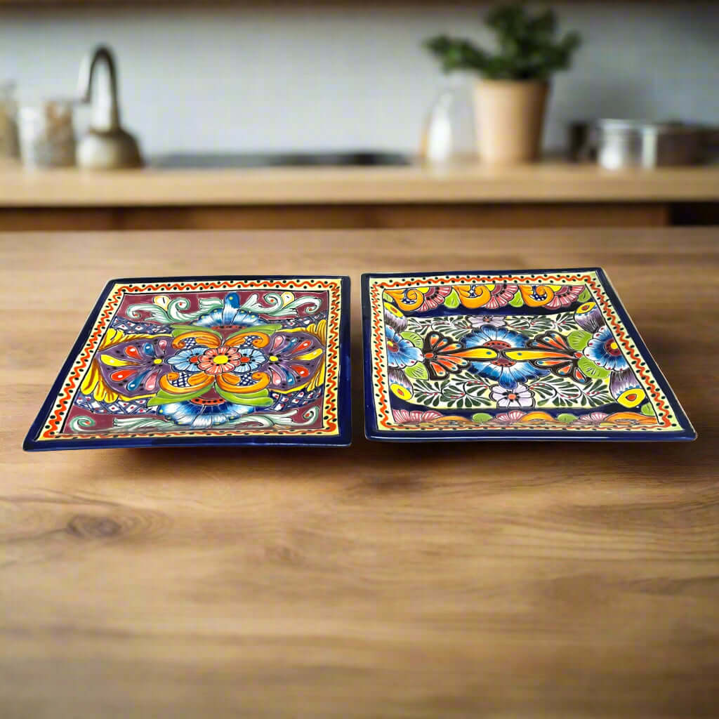 11" Square Talavera Dinner Plate | Vibrant Mexican Dinnerware Talavera Plate La Vie Bien 11" Square Talavera Dinner Plate | Vibrant Mexican Dinnerware