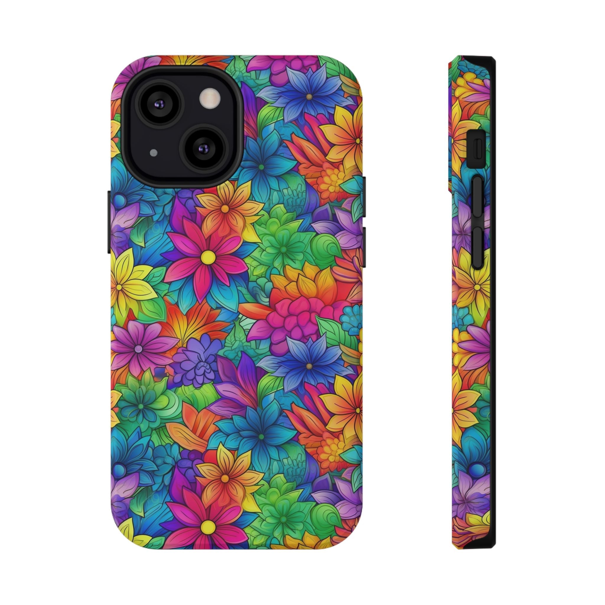 Bespattered Facade Bright Rainbow Flowers Impact-Resistant Case