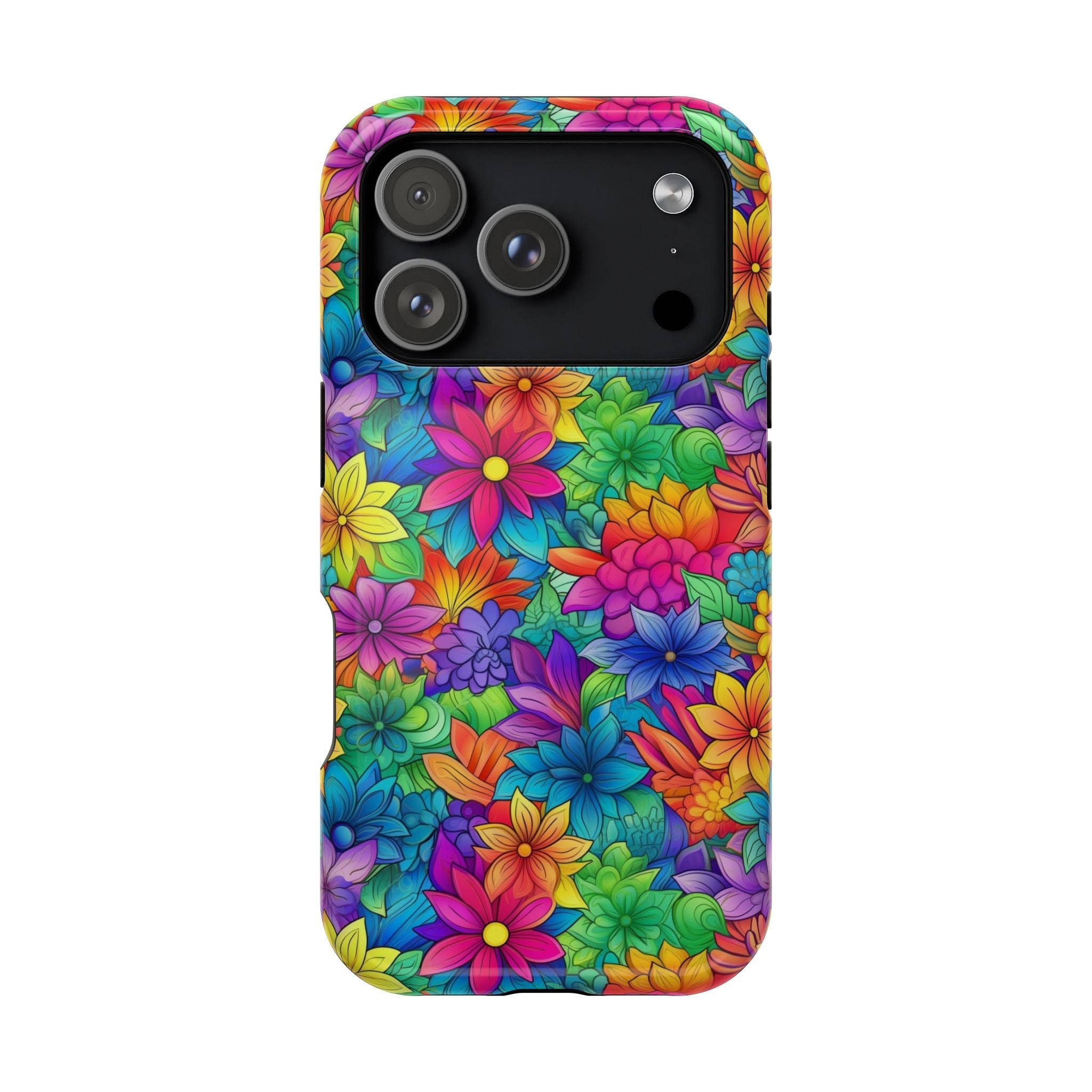 Bespattered Facade Bright Rainbow Flowers Impact-Resistant Case