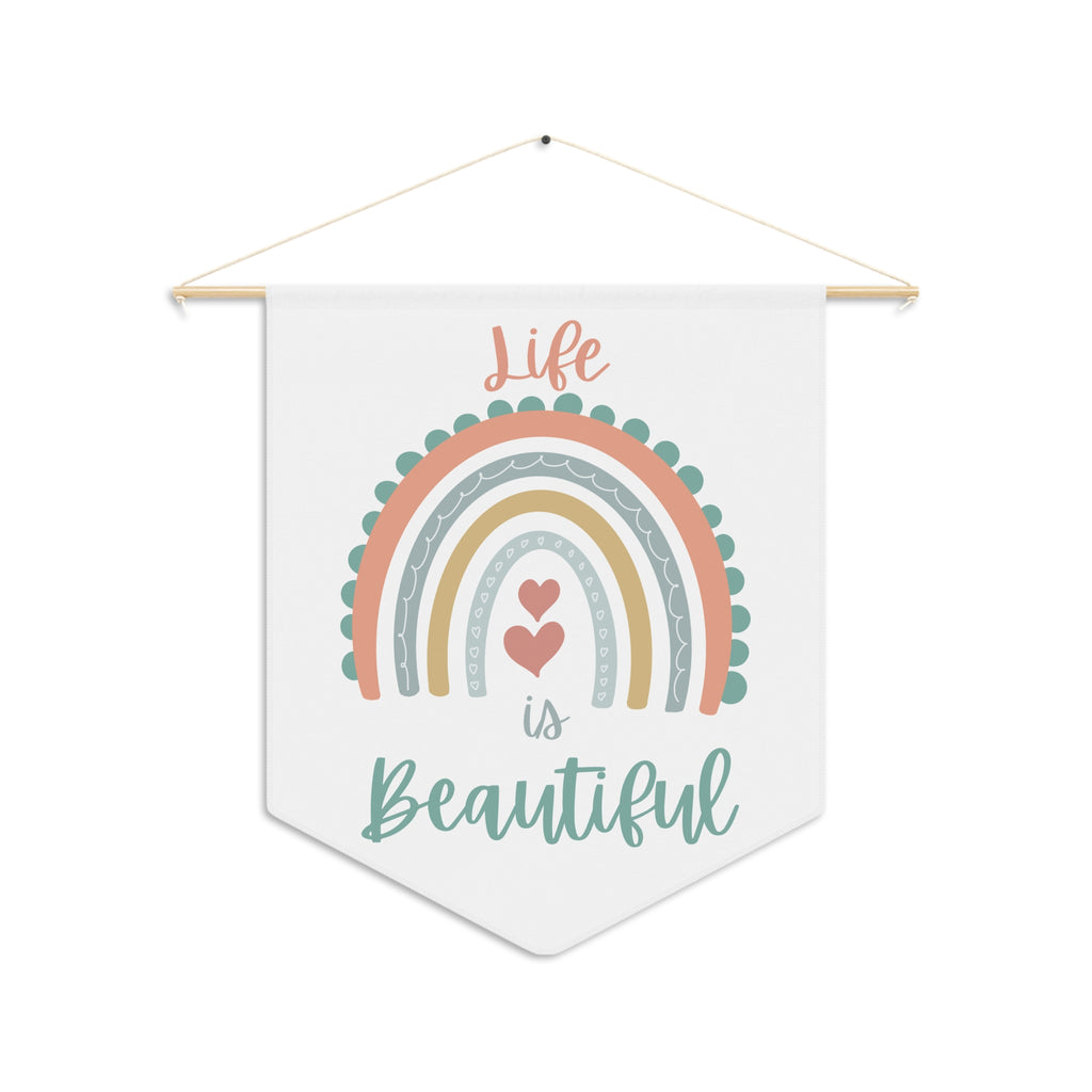 Life is beautiful Rainbow Pennant Wall Art