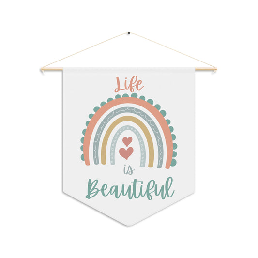 Life is beautiful Rainbow Pennant Wall Art