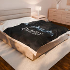 Detroit Michigan City Skyline Black Plush blanket by Printify