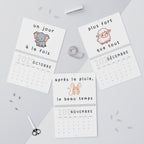 French motivational phrases kawaii Monthly Wall Calendar 2027, Cute Encouragement Calendar