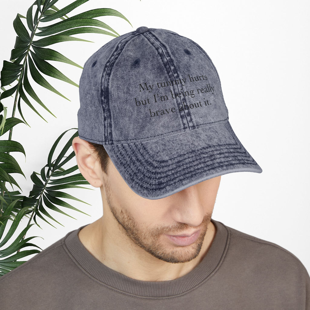 Bespattered Facade "My Tummy Hurts" Black Embroidered Vintage Cap