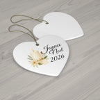 Joyeux Noël 2026 Candle and Floral Ceramic Ornament