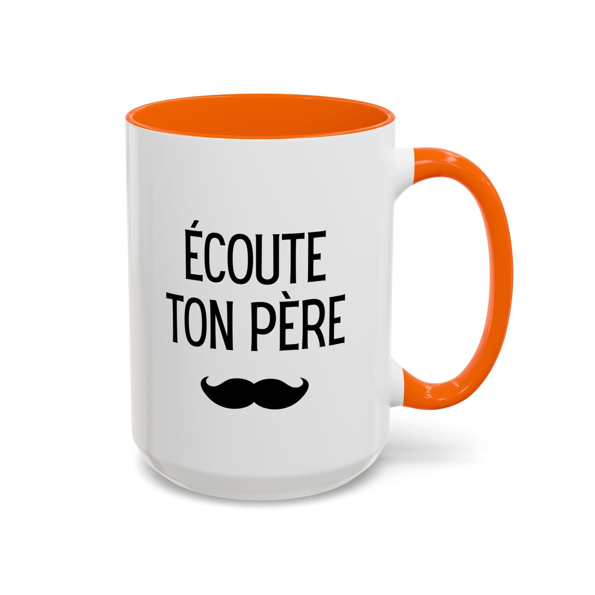 Ecoute Ton Père mug, Accent coffee mug, mustache design