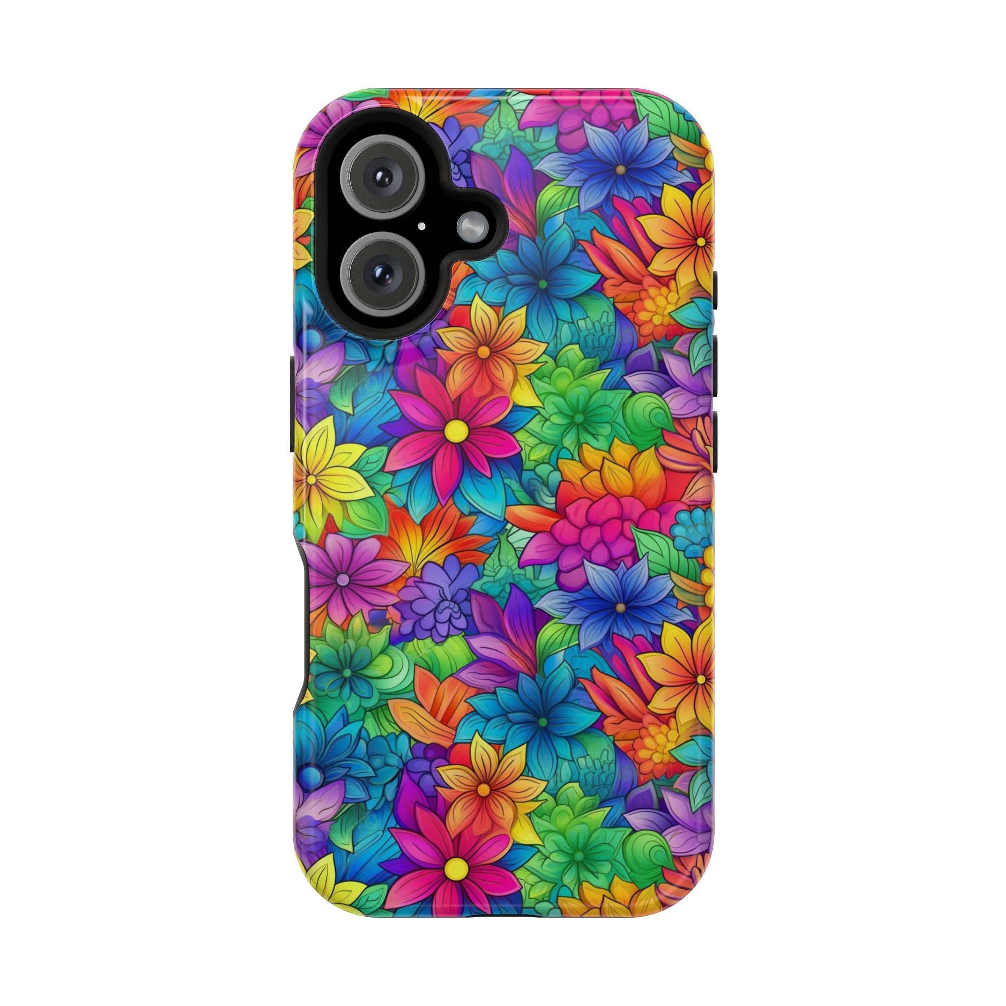 Bespattered Facade Bright Rainbow Flowers Impact-Resistant Case