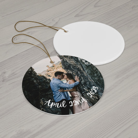 Personalized engagement photo ornament