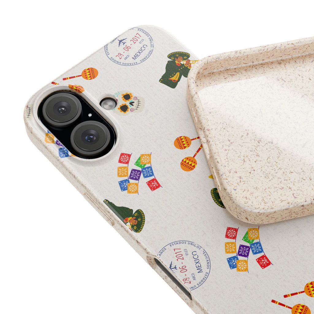 Mexican fiesta Biodegradable Phone Case — Colorful Fiesta Icons Eco iPhone Cover