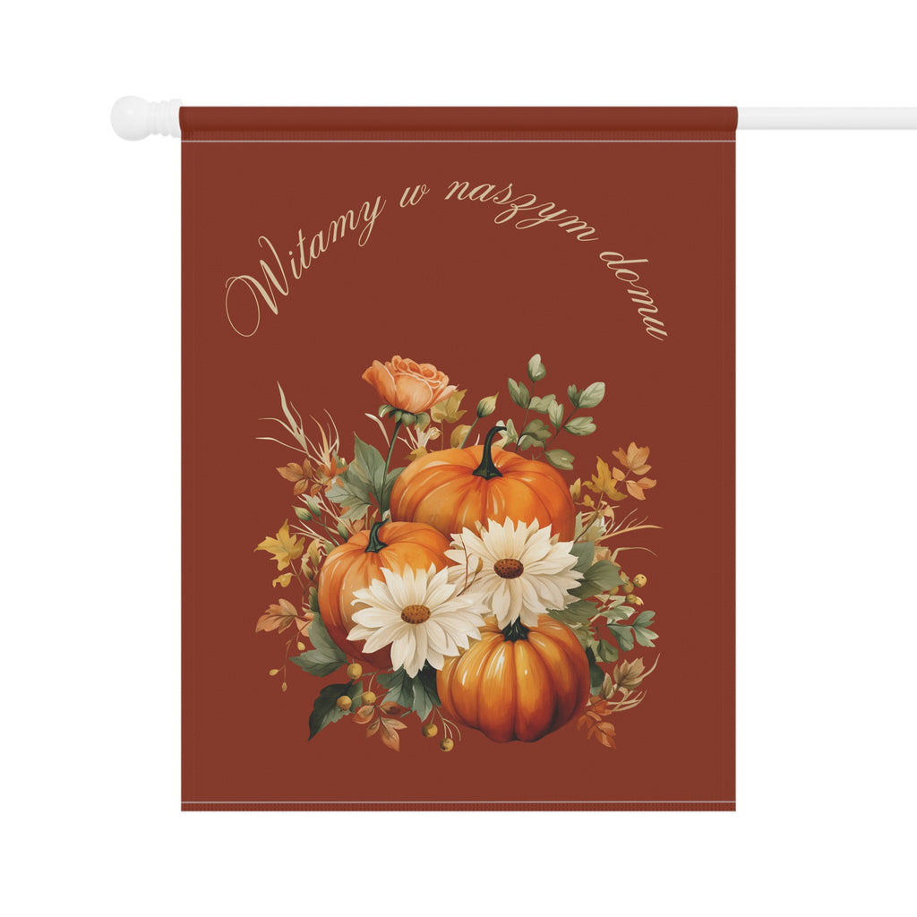 Witamy w naszym domu Polish Welcome to our Home Pumpkin Bouquet Garden Banner Fall Porch Flag