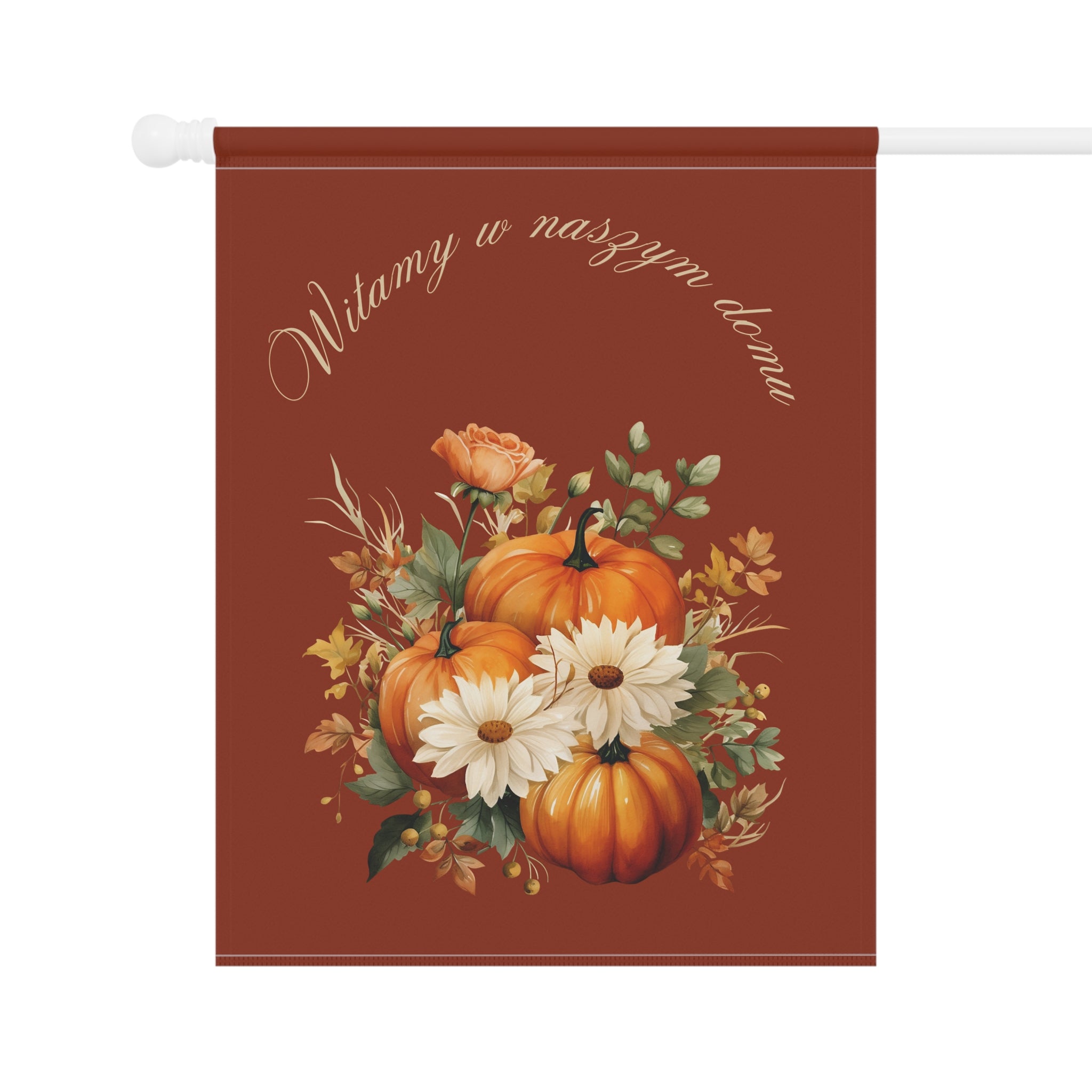 Witamy w naszym domu Polish Welcome to our Home Pumpkin Bouquet Garden Banner Fall Porch Flag