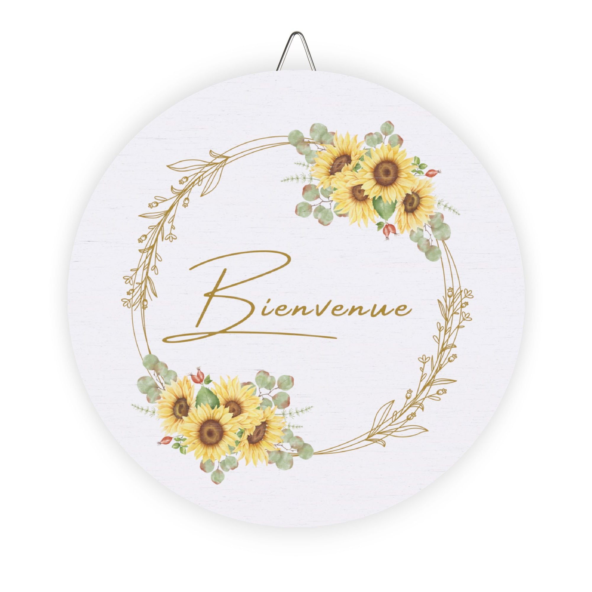 Bienvenue Sunflower Wooden Welcome Sign