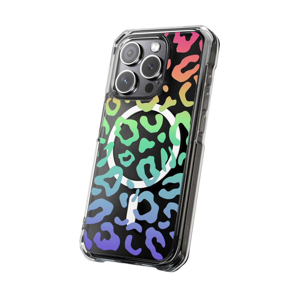 Bespattered Facade Bright Rainbow Leopard MagSafe Clear Impact Case