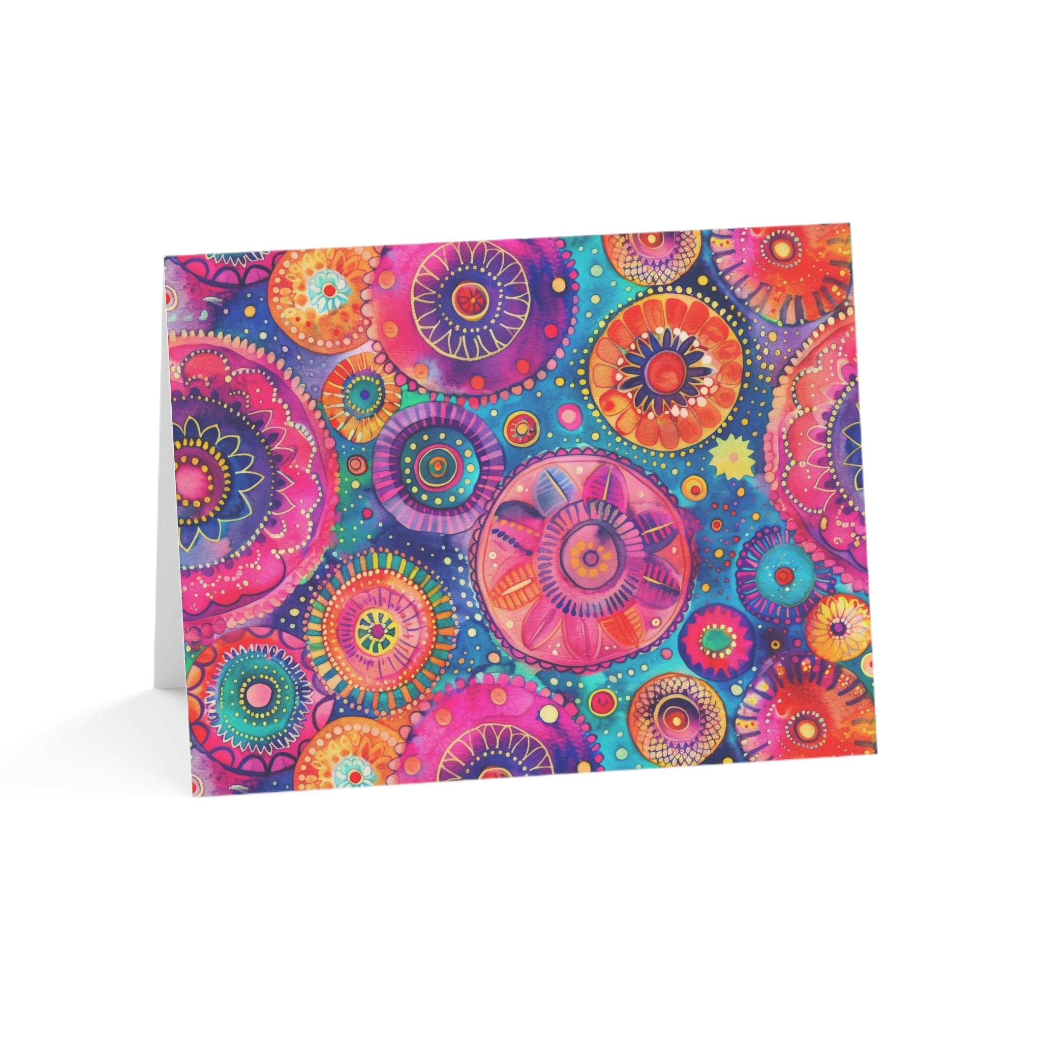 Bespattered Facade Colorful Circles Greeting Cards | Sets of 1, 10, 30, or 50
