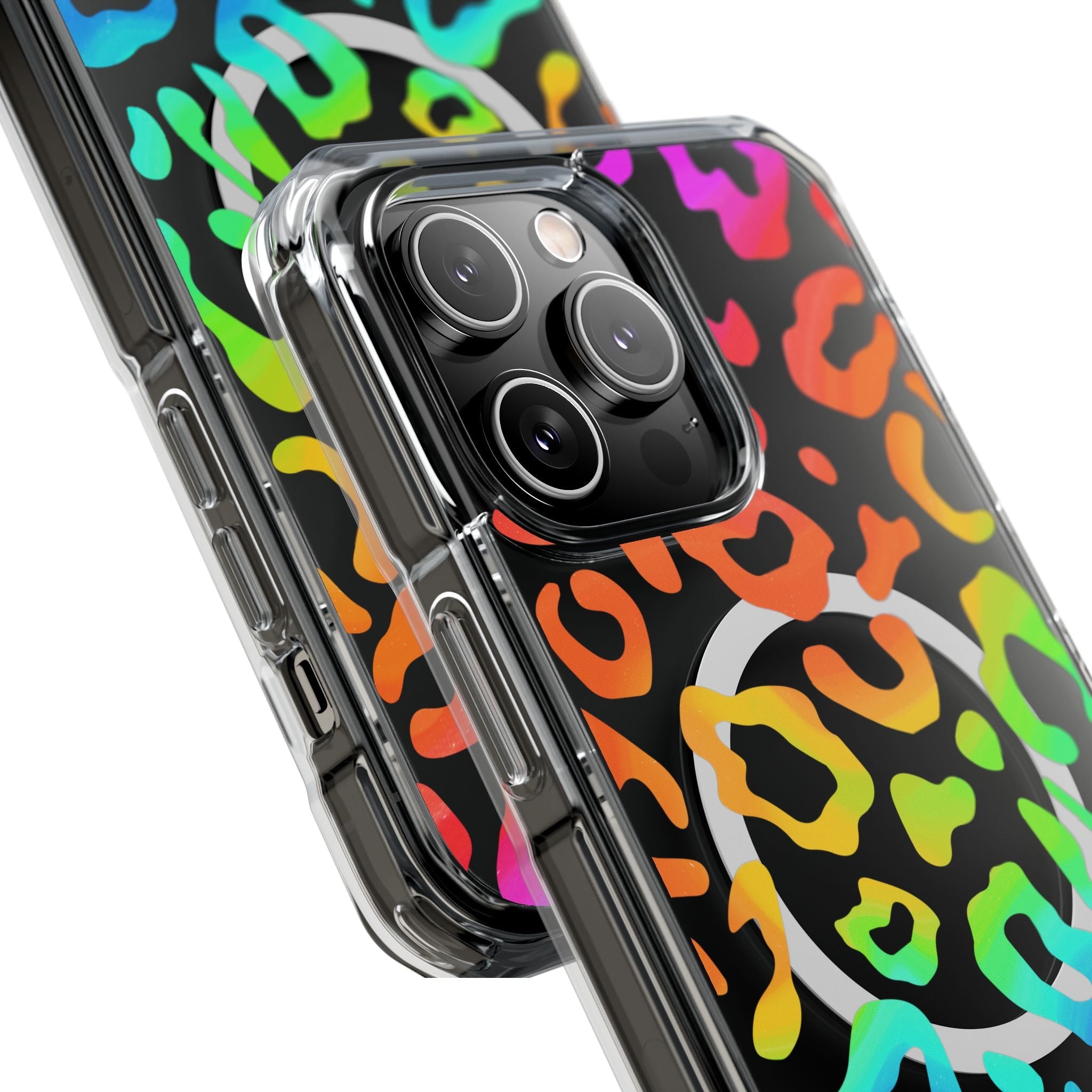 Bespattered Facade Watercolor Rainbow Leopard MagSafe Clear Impact Case