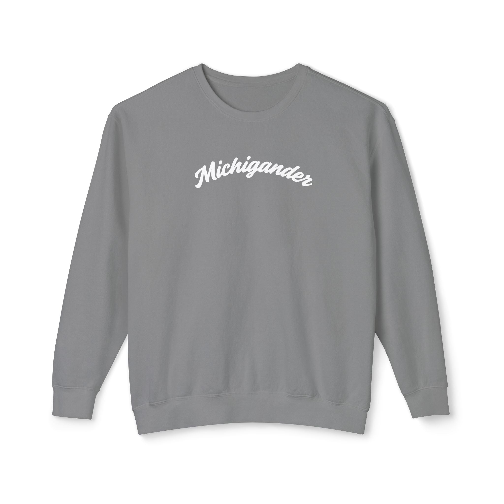 Michigander Sweatshirt, minimalist Michigan Script Crewneck
