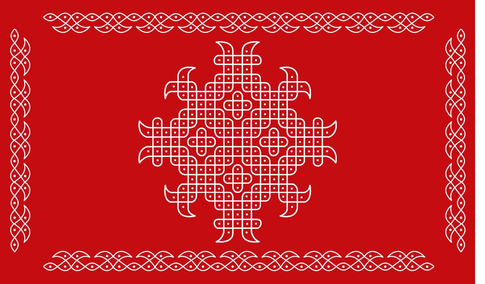 5x8 Feet Fabric Reusable Muggu or Kolam Backdrop Banner for Wedding, Seemantham Ceremony, Housewarming, any Auspicious occasions or pooja (1134)