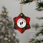 Personalized 'My First Christmas' Baby Ornament — Red Tartan Ceramic ornament in 4 shapes with Custom Name
