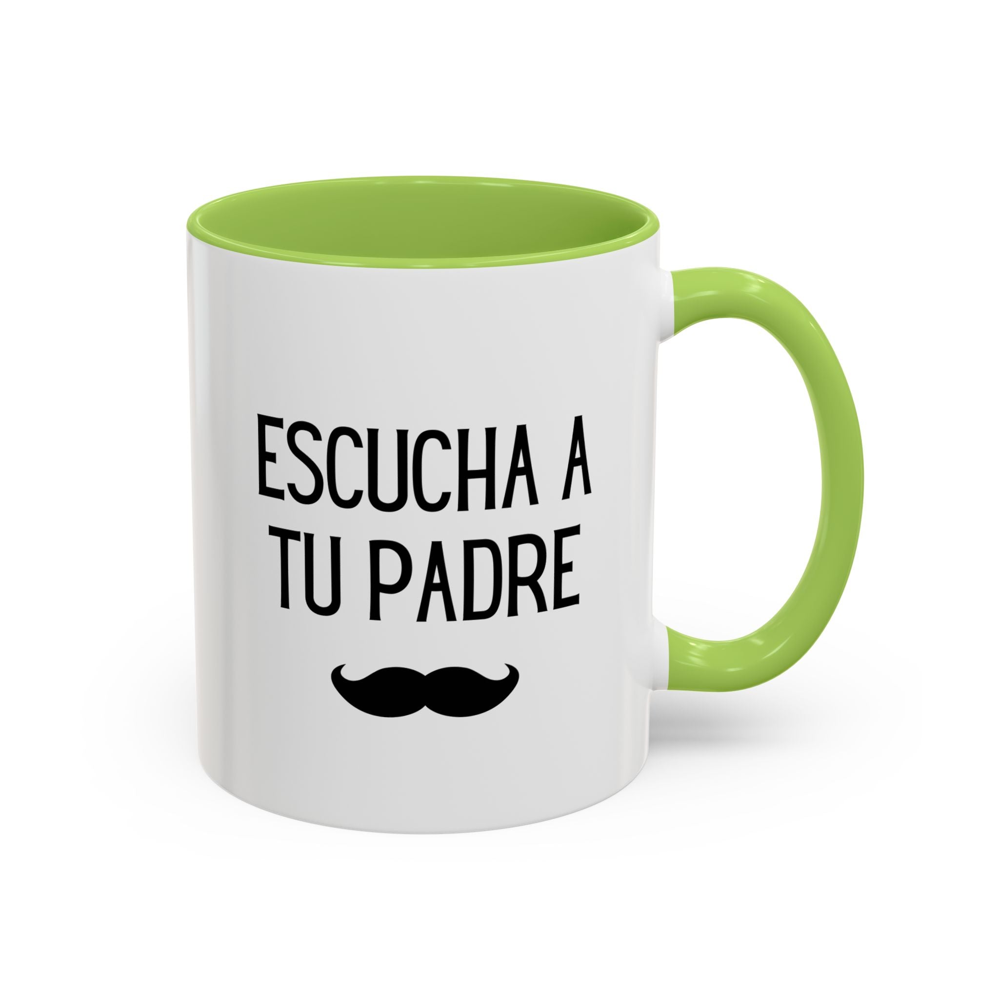 Escucha a tu padre Coffee Mug, Accent 11/15oz, Spanish quote mustache