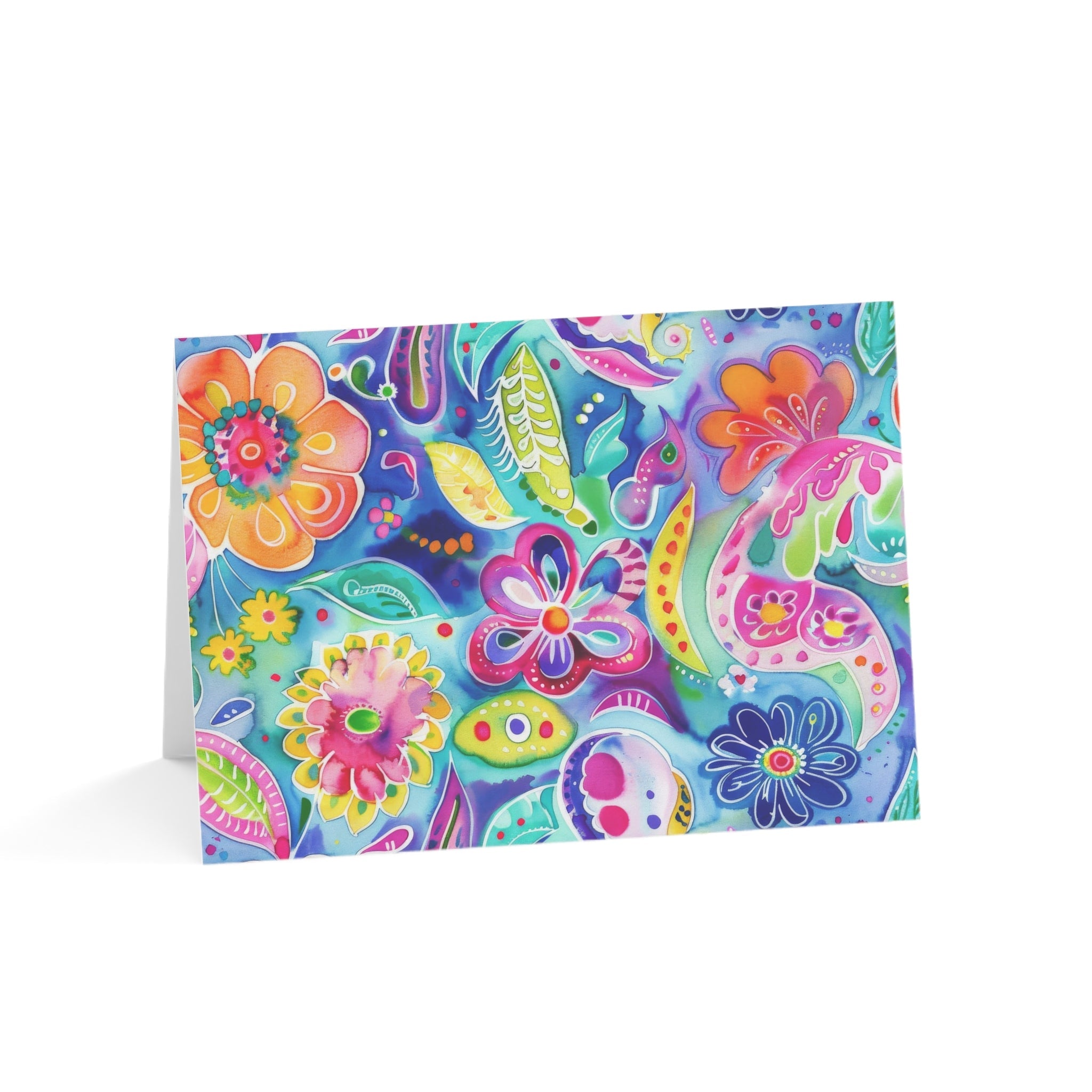 Bespattered Facade Colorful Flowers Greeting Cards | Sets of 1, 10, 30, or 50