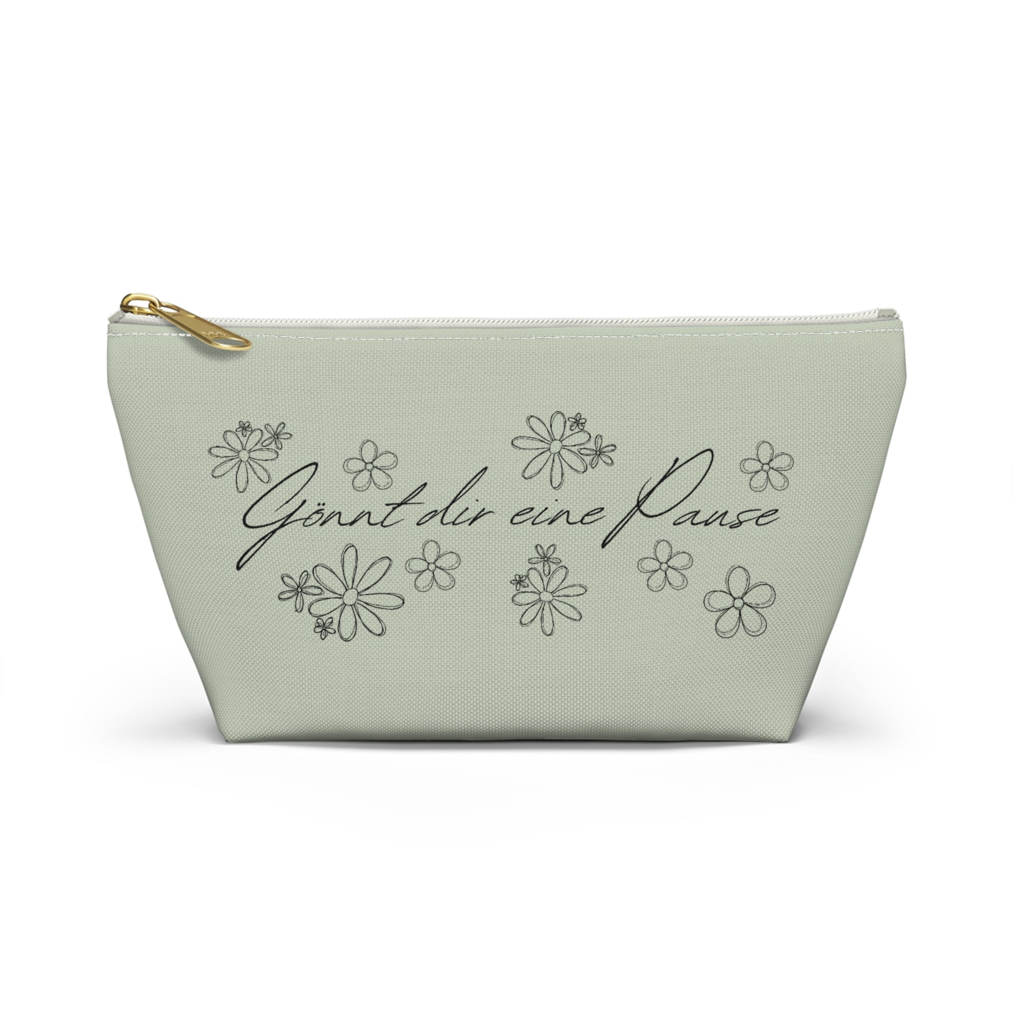 German mental health Accessory Pouch "Gönnt dir eine Pause" (Give yourself a break) Floral Makeup Bag, geschenk
