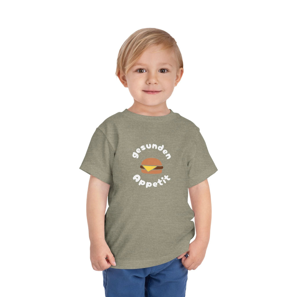 Gesunden Appetit Toddler Tee shirt with Cheeseburger by Printify