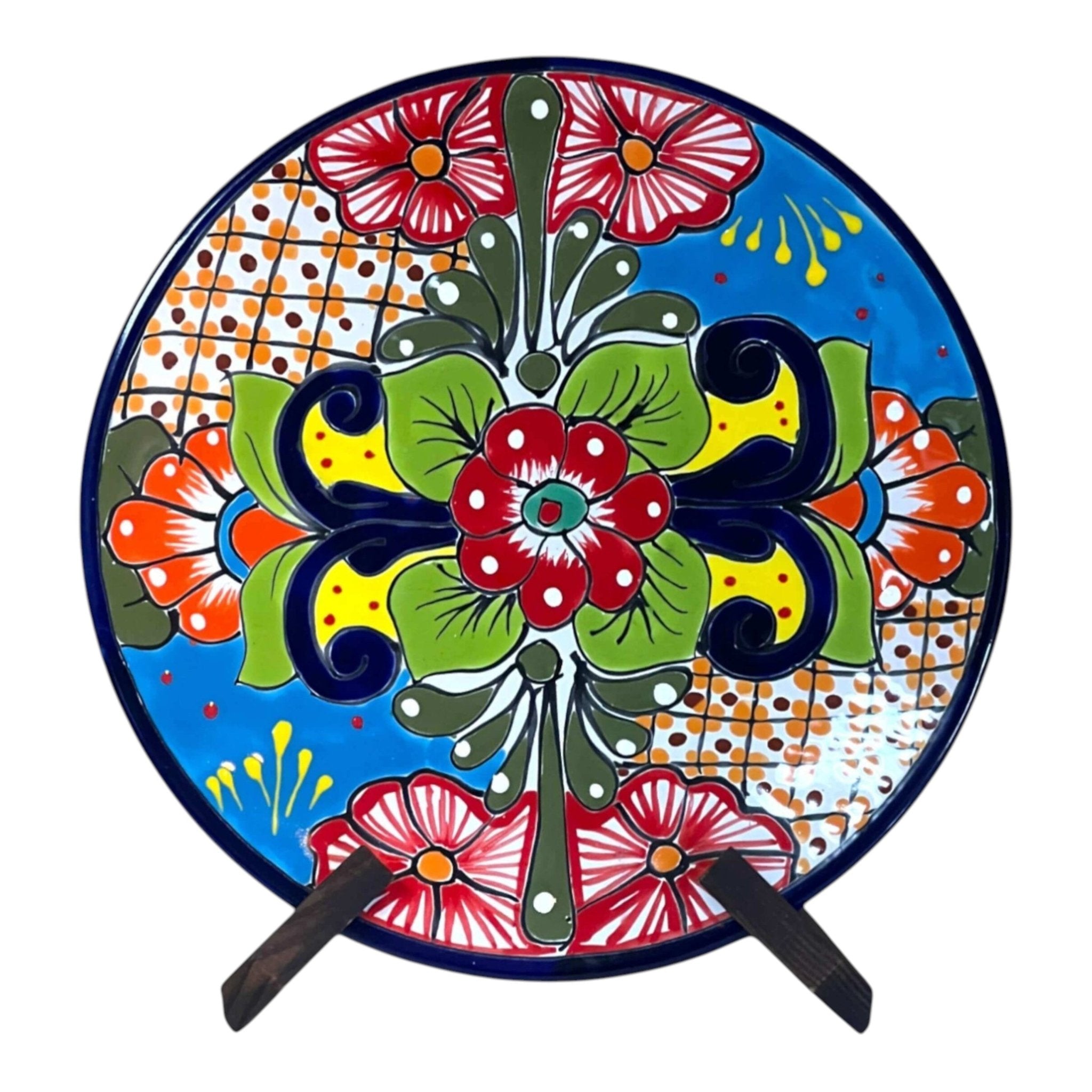 11.5" Talavera Dinner Plate | Hand-Painted Mexican Folk Art Dish Talavera Plate La Vie Bien 11.5" Talavera Dinner Plate | Hand-Painted Mexican Folk Art Dish