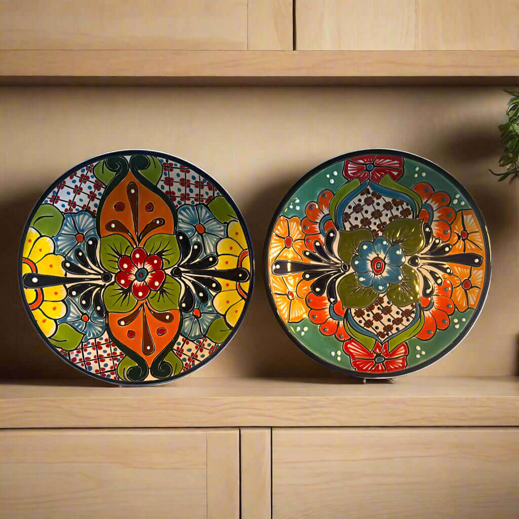 11.5" Talavera Dinner Plate | Hand - Painted Mexican Folk Art Dish Talavera Plate La Vie Bien 11.5" Talavera Dinner Plate | Hand - Painted Mexican Folk Art Dish