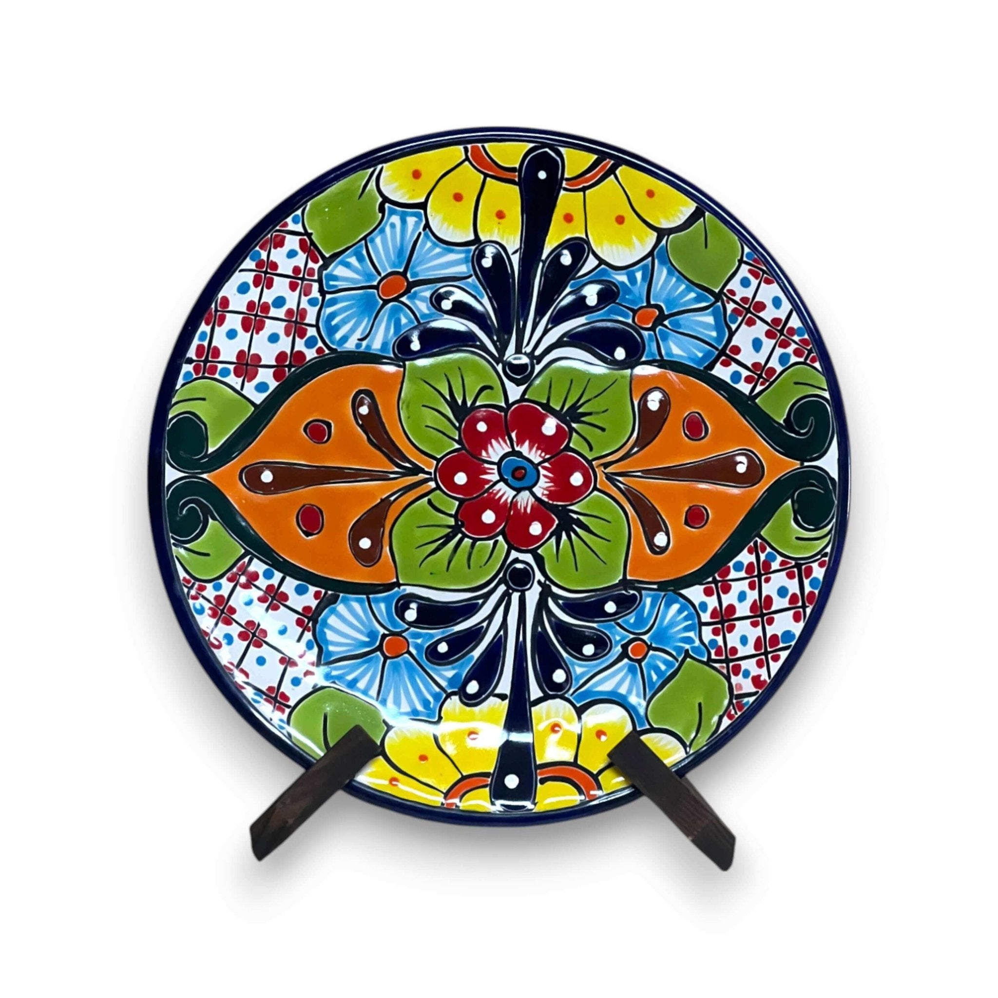 11.5" Talavera Dinner Plate | Hand-Painted Mexican Folk Art Dish Talavera Plate La Vie Bien 11.5" Talavera Dinner Plate | Hand-Painted Mexican Folk Art Dish