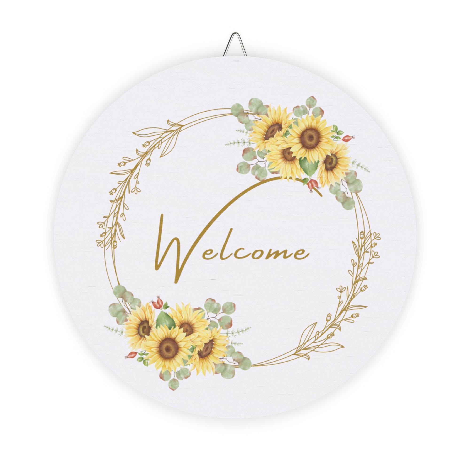 Wooden hanging Sunflower Welcome Sign