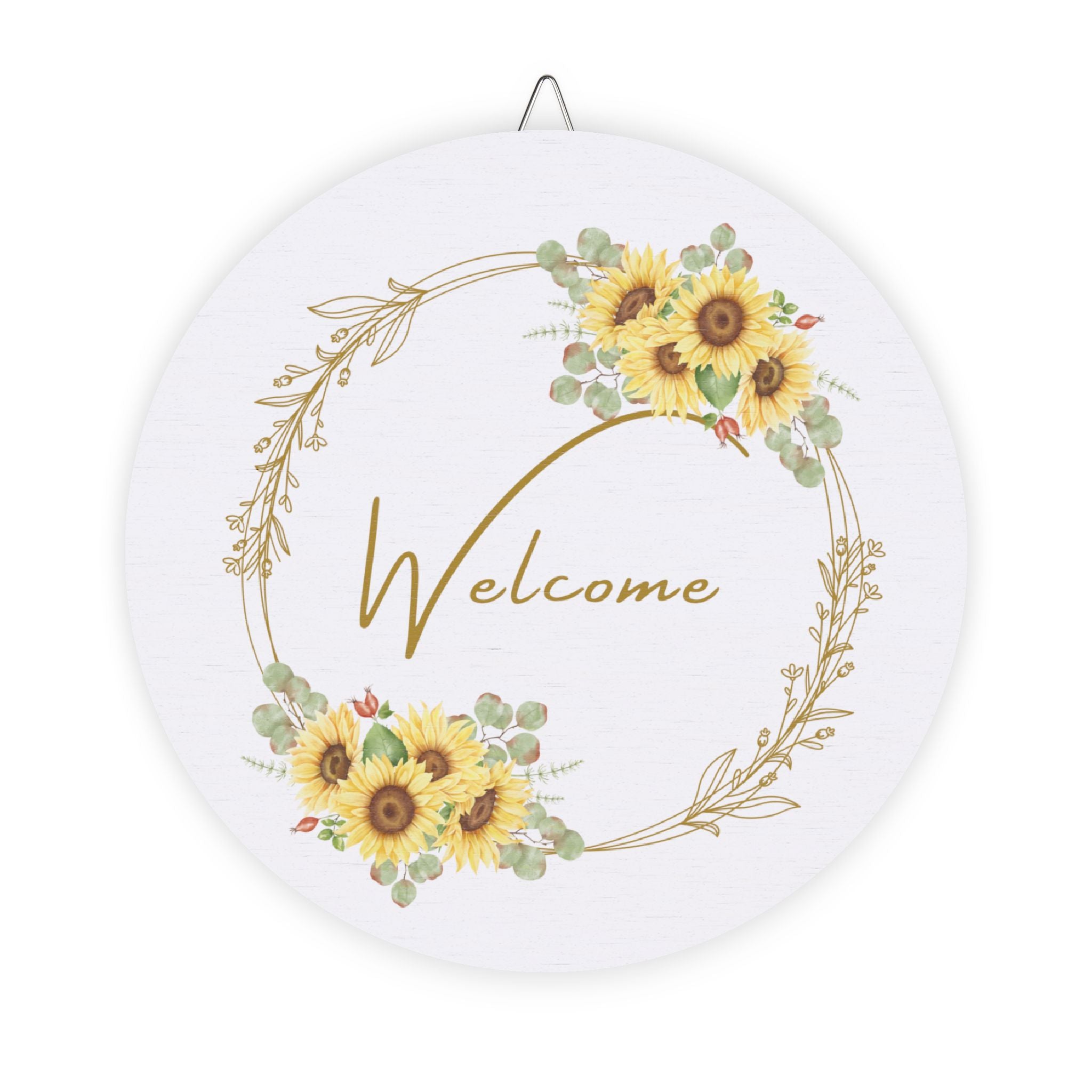 Wooden hanging Sunflower Welcome Sign