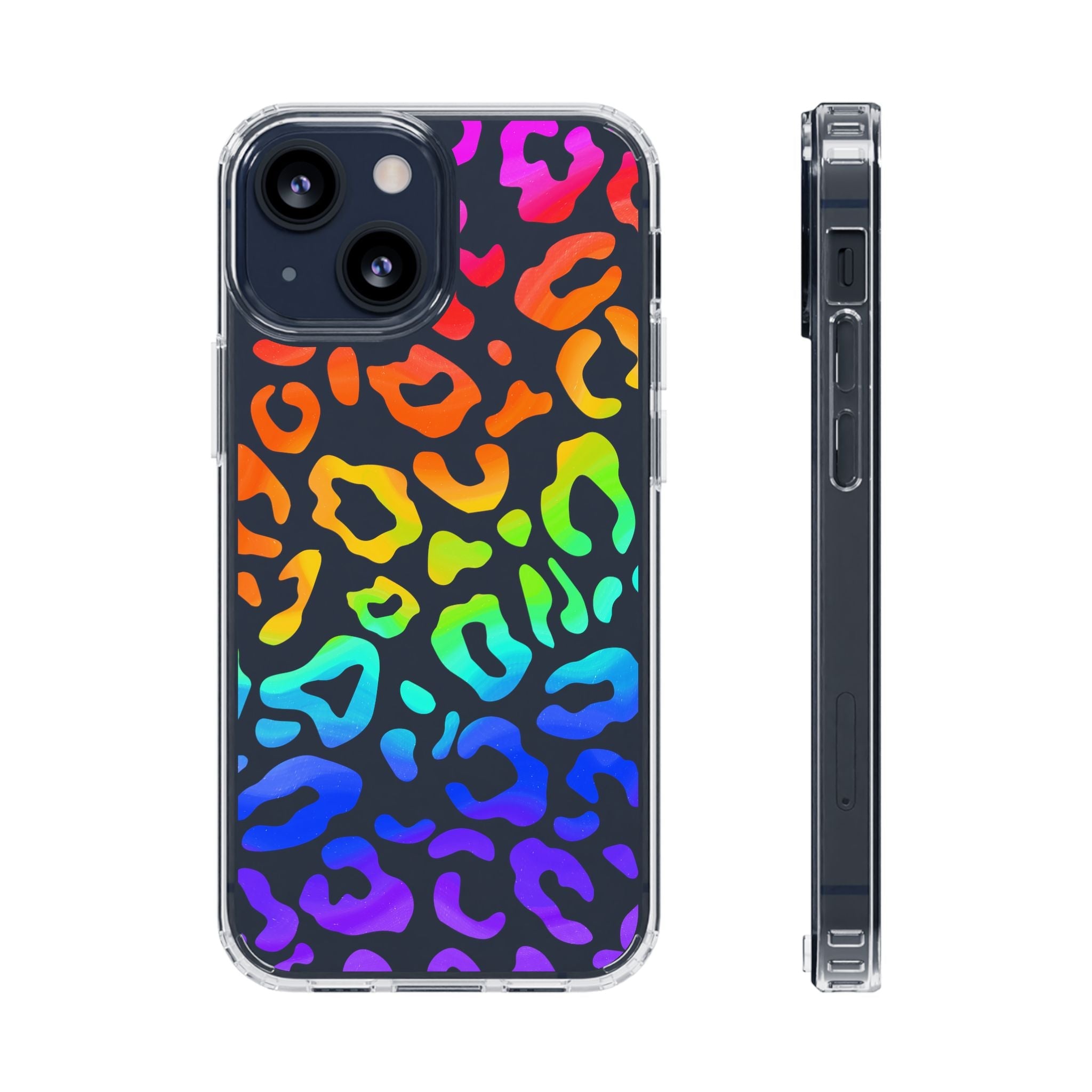 Bespattered Facade Watercolor Rainbow Leopard Clear Case