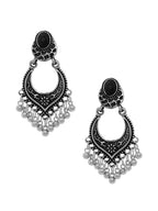 Shining Diva Silver-Toned Contemporary Chandbali Earrings