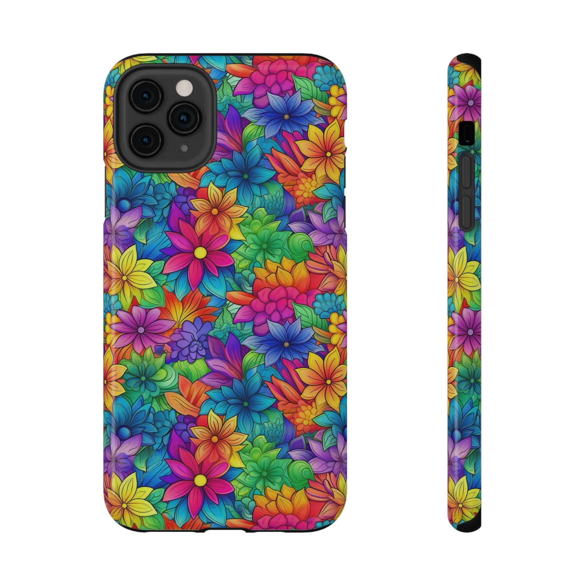 Bespattered Facade Bright Rainbow Flowers Impact-Resistant Case