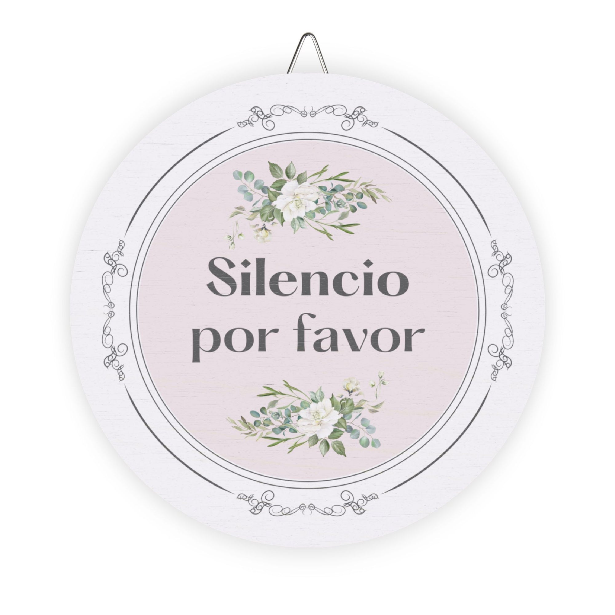 Silencio por favor hanging wooden wall sign