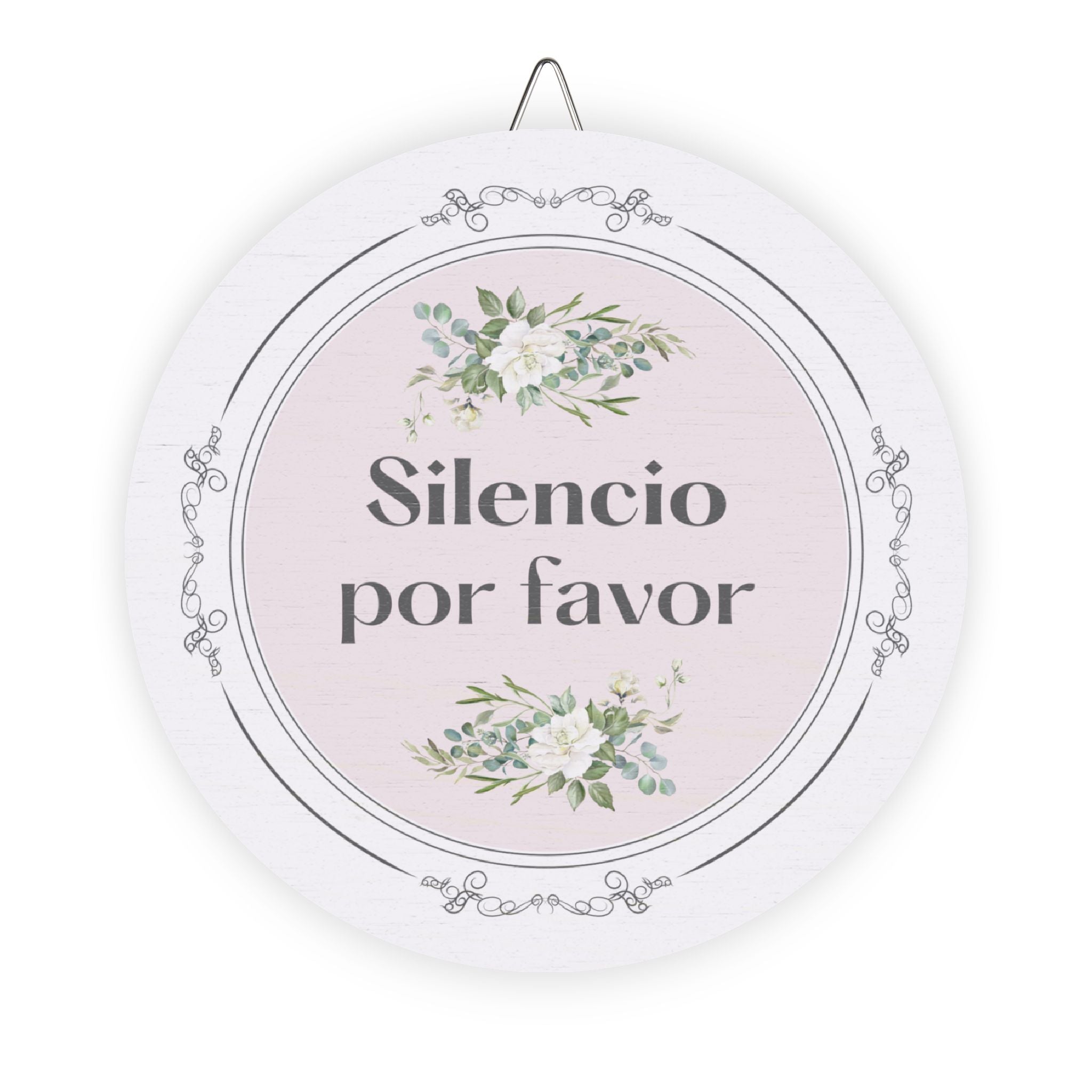 Silencio por favor hanging wooden wall sign