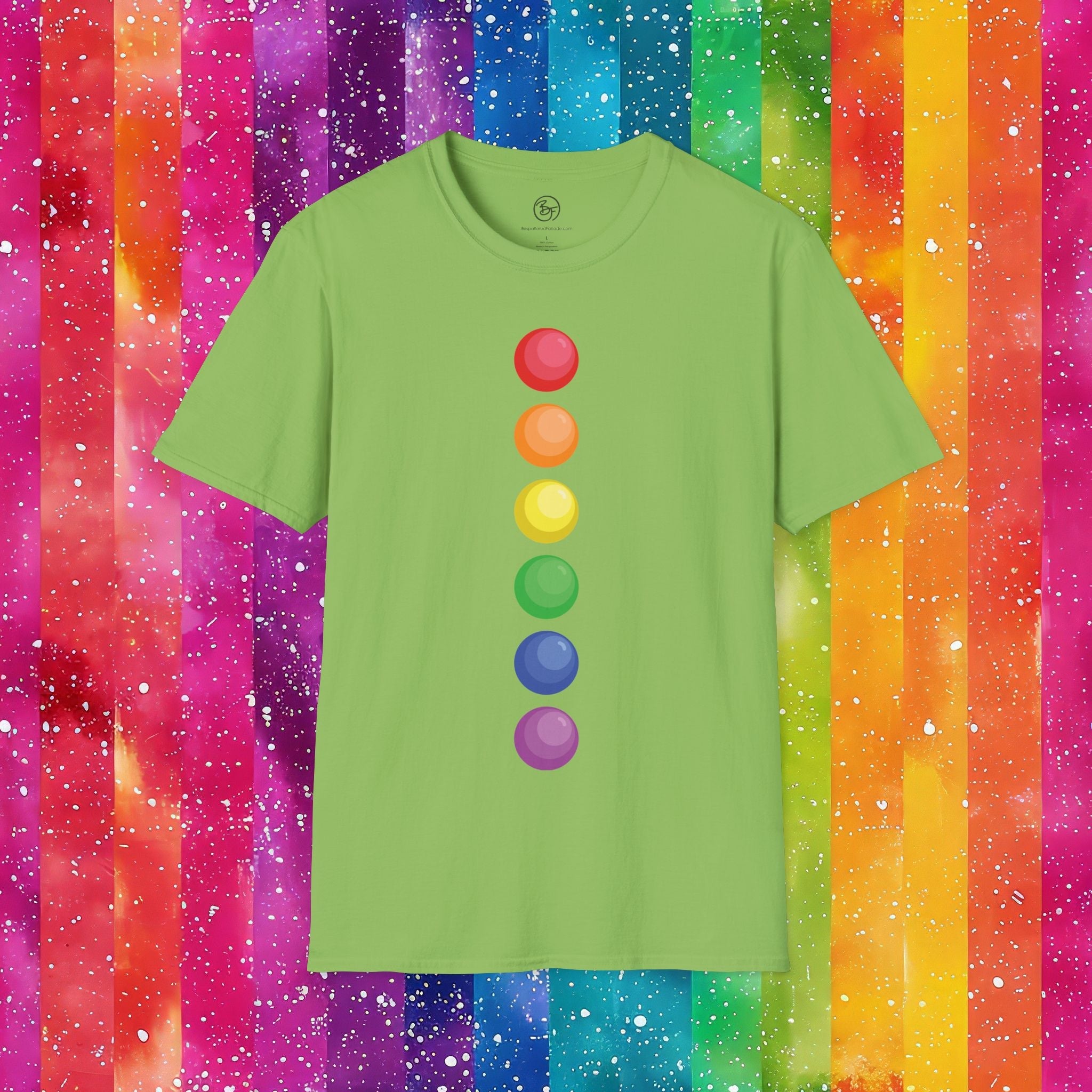 Bespattered Facade Rainbow Dots Unisex Softstyle T-Shirt